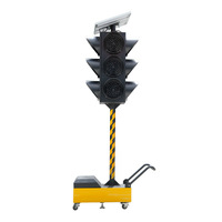 Feu de signalisation solaire temporaire portable, rouge, vert, jaune, clignotant, LED, 3 aspects, 300 mm, pour chantier de construction routière