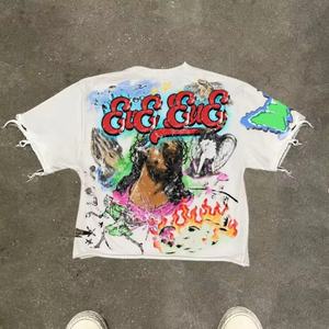 เสื้อยืดสตรีทแวร์ พิมพ์ลาย DTG แบบกำหนดเอง ทรงครอป ผู้ชาย ผ้าคอตตอน 300 แกรม ทรงโอเวอร์ไซส์ คอกลม แขนยาว ทรงบ็อกซี่ ลายกราฟิก - Product Image 2