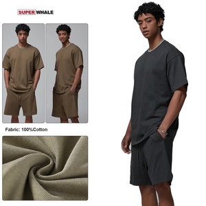 All'ingrosso su misura di alta qualità dei pesi massimi oversize 100% cotone t-Shirt <span class=keywords><strong>e</strong></span> Shorts set di t-Shirt da <span class=keywords><strong>uomo</strong></span> - Product Image 3