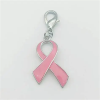 Porte-clés en métal avec ruban rose pour la sensibilisation au cancer du sein, pour femmes et filles