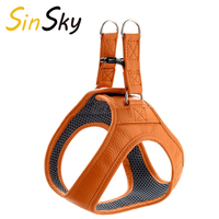 Harnais pour chat SinSky Orange personnalisé, gilet respirant en cuir pour chien, harnais anti-traction en cuir pour chien, ensemble complet