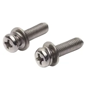 FAST GB9074.4 Phillips Pan Head Screw With Flat Spring Washer Screw/SS304 M2-M8 Flat Spring Washer Cross Drive Head Screw