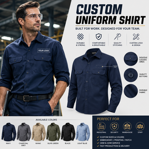 เสื้อเชิ้ตยูนิฟอร์มงานสั่งทำพิเศษ แขนยาว สำหรับพนักงานรักษาความปลอดภัยในอุตสาหกรรม รับผลิตแบบ OEM ODM - Product Image 1