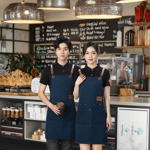 Tùy chỉnh màu sắc một cà phê eo bông Tạp dề cá nhân logo nhà bếp công cụ làm sạch cho nhà hàng cắt tóc cửa hàng nhà bếp - Product Image 5