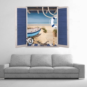 Stiker Dinding PVC Tahan Air yang Dapat Dilepas dengan Desain Lanskap Pantai Ukuran Besar, Ramah Lingkungan, dan Dicetak UV yang Dapat Disesuaikan - Product Image 4