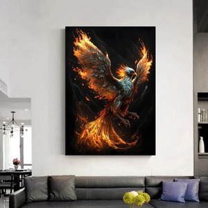 Fantasia retrò stile dorato leggende Phoenix uccello arte animale Poster tela pittura stampe murali immagine per soggiorno decorazioni per la casa - Product Image 2