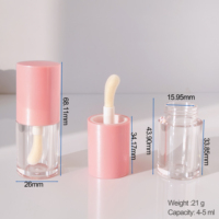Nouveaux tubes à gloss ronds populaires de 5 ml en plastique, mignons, pour cosmétiques, avec bouchon à vis et impression sérigraphiée, rose