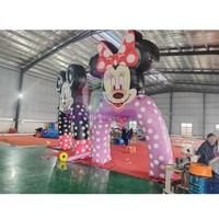 Arche gonflable à thème couple de souris de dessin animé, décorée de nœuds à pois, pour entrée de fête, idéale pour enfants, location commerciale et carnaval