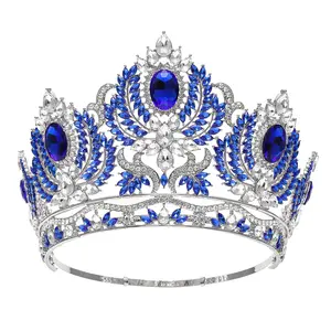 Corone di diadema grandi e alte fornitore diademi da spettacolo con corona rotonda completa regolabile viola