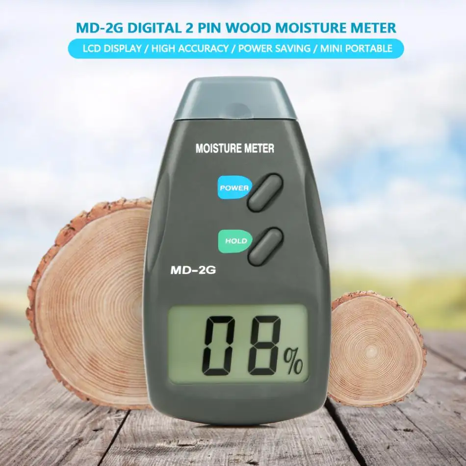 MD-2G Digitale Lcd 2 Pins Houtsnippers Surafce Vochtmeter Hout Vochtigheid Tester