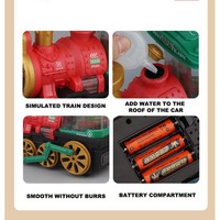 Train électrique universel à vapeur avec lumières rotatives, musique, évitement d'obstacles, piles AA non incluses, voiture jouet en plastique pour enfants