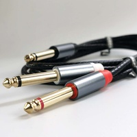 Câble répartiteur en Y 1/4" TS mâle vers double 1/4" TS mâle - Câble de microphone mono-mono 6,35 mm 20 cm noir