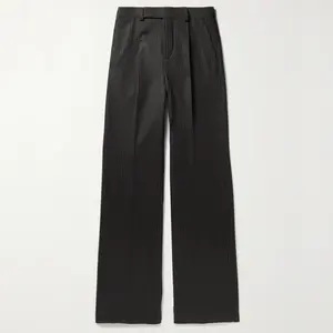Fashion Custom Men's Trousers Stripe Design Concealed Hook Button Zip Mid-Waist Oversized Pants Men