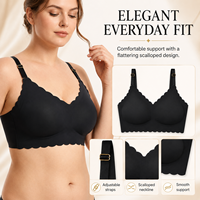 Soutiens-gorge sans fil en soie glacée à bords ondulés et col en V, sans coutures, grandes tailles, avec bretelles réglables, pour femmes (ODM/OEM)