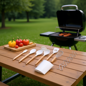 Ensemble d'ustensiles de cuisine en silicone de 18 pièces avec manches en bois pour barbecue et cuisine, compatible four, lave-vaisselle, lavage à la main recommandé - Product Image 2