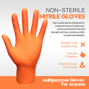 Produit du fabricant XINGYU Gants en nitrile jetables orange robustes Gants en nitrile sans poudre à motif de diamant - Product Image 4
