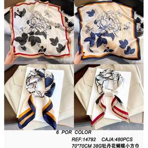 Sciarpa quadrata Zi Silk Peony Butterfly 70x70 cm 38 g Elegante accessorio di moda per donna - Product Image 1