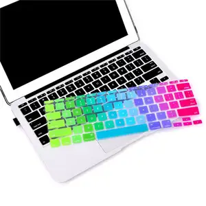 Tampa de silicone para teclado personalizada, cobertura de pele para teclado de arco-íris para macbook