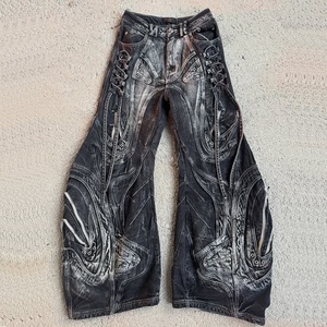 <span class=keywords><strong>Jeans</strong></span> da <span class=keywords><strong>Uomo</strong></span> di Alta Qualità, Pantaloni <span class=keywords><strong>Cargo</strong></span> Neri a Gamba Larga, Logo Personalizzato, <span class=keywords><strong>Jeans</strong></span> a Zampa Larga e Curva per <span class=keywords><strong>Uomo</strong></span> - Product Image 1