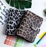 Carnet de voyage A6 en cuir PU à motif vache, avec pochette zippée, pour budget et rangement d'argent, classeur à anneaux