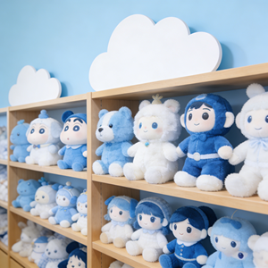 Jouets en peluche en coton PP <span class=keywords><strong>bleu</strong></span> <span class=keywords><strong>et</strong></span> <span class=keywords><strong>blanc</strong></span> de haute qualité, animaux en peluche doux <span class=keywords><strong>et</strong></span> mignons pour la décoration de la maison <span class=keywords><strong>et</strong></span> le soulagement du stress des enfants - Product Image 1
