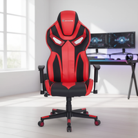 Chaise de jeu pivotante grande taille personnalisée, noire et rouge, réglable en hauteur, avec un design moderne, en cuir PU, JR Racing