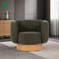 Moontree Chaise d'appoint pivotante moderne avec base en bois Fauteuil tonneau pour la maison, le bureau et le salon pour la lecture Chaise de loisirs