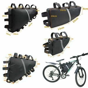 Sac <span class=keywords><strong>de</strong></span> guidon triangulaire personnalisé <span class=keywords><strong>pour</strong></span> vélo, sac <span class=keywords><strong>de</strong></span> <span class=keywords><strong>cadre</strong></span> triangulaire <span class=keywords><strong>pour</strong></span> VTT, sac <span class=keywords><strong>de</strong></span> rangement <span class=keywords><strong>pour</strong></span> <span class=keywords><strong>batterie</strong></span> avec multiples sangles Velcro - Product Image 1
