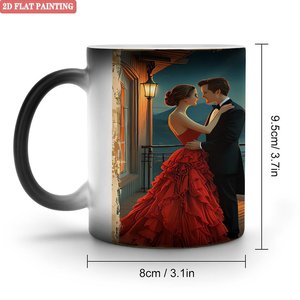 Tasse magique à changement de couleur 11oz en céramique activée par la chaleur, noire givrée, cadeau original - Product Image 1