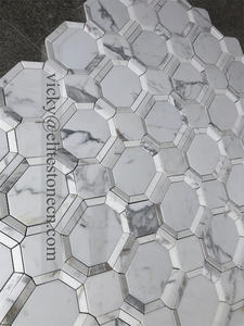 Calacatta batu marmer emas efek 3D ubin mosaik desain Modern untuk dekorasi dinding Interior rumah ketebalan 10mm dengan fitur parket - Product Image 3