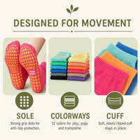 Chaussettes de trampoline antidérapantes avec logo personnalisé pour enfants et adultes, respirantes, en coton, avec grip, pour terrain de jeu intérieur, durables