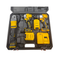 Kit d'outils sans fil 21V avec batterie au lithium sans balais : perceuse électrique sans fil et clé électrique dans un coffret à outils rigide