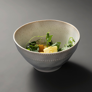 Moderno Plato Hondo de Cerámica Estilo Japonés Retro, Color Blanco Crema, Vajilla para <span class=keywords><strong>Restaurante</strong></span>, para Frutas, Arroz, Ensaladas, Buffet - Product Image 1