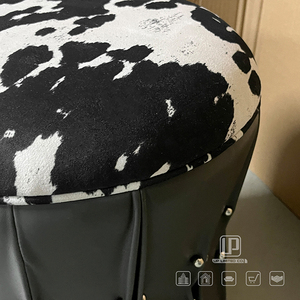 Multi Scene Use of Fashion Designed Round Black White Fabric <b>Stool</b> Chair Size Foshan <b>Stools</b> & <b>Ottomans</b> Black <b>Stool</b> - Product Image 5