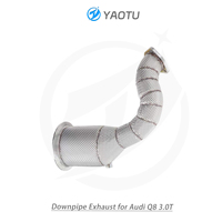 YT 304 Downpipe katalis baja tahan karat dengan pelindung panas (Header tunggal) untuk Audi Q8 3.0T