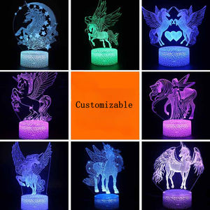 Lampe de table <span class=keywords><strong>licorne</strong></span> créative 3D LED avec télécommande tactile, changement de couleur, piles AAA pour lampe de chevet - Product Image 5