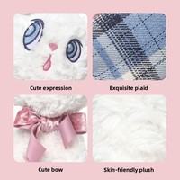 Peluche lapin mignon, coussin de sommeil doux, poupée lapin en coton PP, cadeau unisexe pour fête d'anniversaire, décoration de la maison, 30x15x8cm