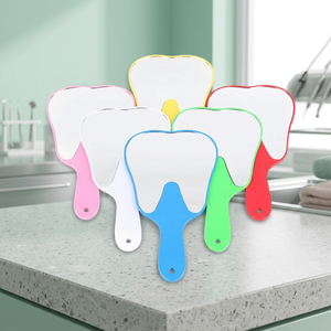 Miroir dentaire jetable en forme de dents avec poignée, en plastique et verre, produit d'hygiène buccale multi-usage - Product Image 2