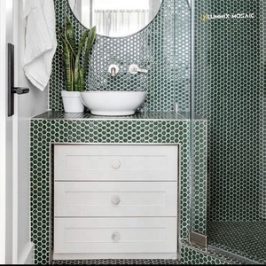 Gạch Gốm Khảm Tường Trang Trí Màu Xanh Lục Hình Lục Giác Trực Tiếp Nhà Sản Xuất - Product Image 2