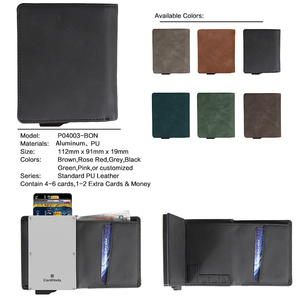 Porte-cartes de visite personnalisé, fonction antivol, portefeuille en aluminium, courte longueur, blocage RFID, doublure en nylon, porte-cartes Pop en métal - Product Image 4