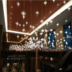 Département des ventes personnalisé table de sable lustre en cristal hall d'hôtel exposition éclairage de salle de bal