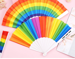 Éventails pliants arc-en-ciel mignons pour enfants - Éventail portable en tissu de 7 pouces, idéal pour les fêtes et les accessoires de danse - Product Image 1