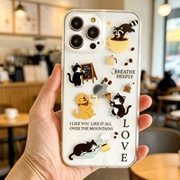 Vente directe d'usine, autocollants pour coque de téléphone en PET imperméables, autocollants décoratifs à motifs de dessins animés, six motifs thématiques
