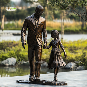Statua Personalizzata in Bronzo YouFine di Padre <span class=keywords><strong>e</strong></span> Figlio a Grandezza Naturale, Scultura Commemorativa per Giardino Esterno - Product Image 2