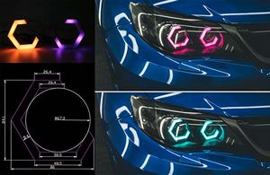 ไฟหน้าแบบปรับแต่งได้ ควบคุมผ่านแอป BT ขนาด 86 มม. RGBW LED Angel Eye Hex Light DRL Halo Ring - Product Image 2