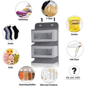 Sac de rangement suspendu personnalisable en non-tissé sérigraphié pour porte, sac de rangement multicouche suspendu pour armoire - Product Image 4