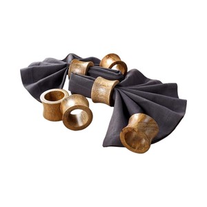 Premium Vintage <b>Oak</b> Wood Napkin Rings Set of 6 Wedding Tableware Napkin Buckles for Hotel Restaurant Dining Parties - Product Image 1