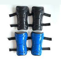 Protège-tibias de football pour adulte, taille plus, 22 cm, noir et bleu, respirant, en plastique épaissi, double sangle
