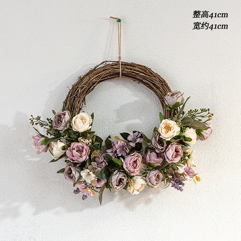 Purple Cafe White Pomegranate Rose Bead String Garath