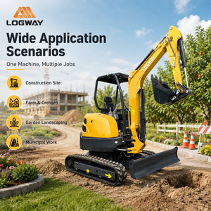 Mini-excavatrice LOGWAY à forte puissance pour travaux forestiers, terrasses et vergers, avec cabine et chenilles en acier, mini-excavatrice professionnelle - Product Image 3